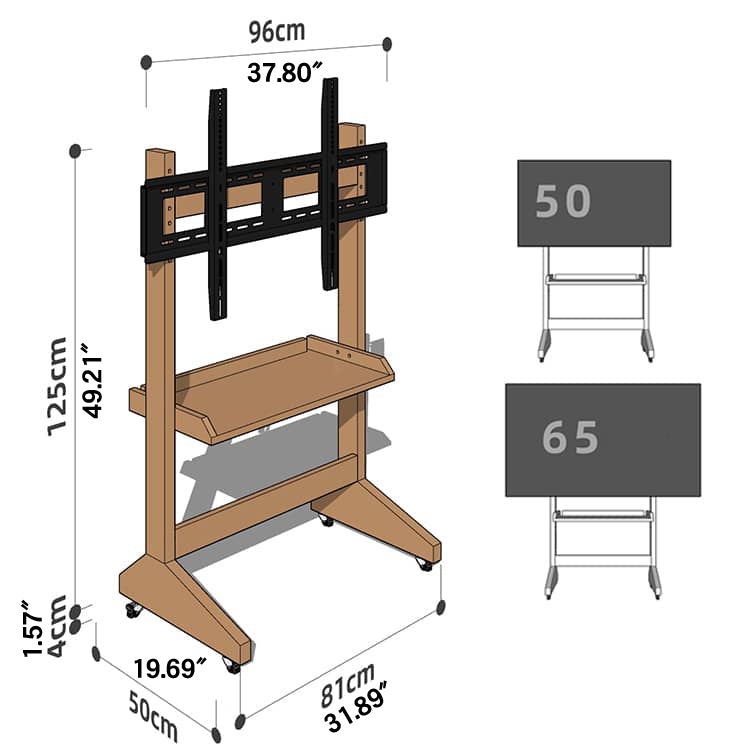 Stylish Natural Wood TV Stand with Carbon Steel Frame - Oak, Cherry, Black Walnut Finishes hykmq-793