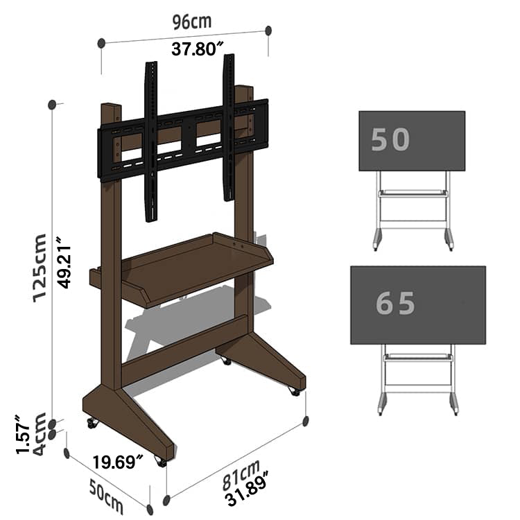 Stylish Natural Wood TV Stand with Carbon Steel Frame - Oak, Cherry, Black Walnut Finishes hykmq-793