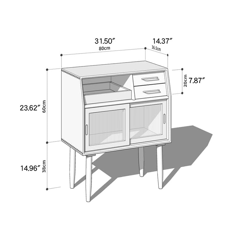 Stunning Cherry Wood Cabinet with Glass Doors and Copper Accents - Premium Plywood Construction hykmq-795