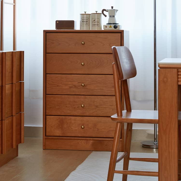 Elegant Brown Cherry & Black Walnut Cabinet with Copper Accents for Sophisticated Interiors hykmq-796