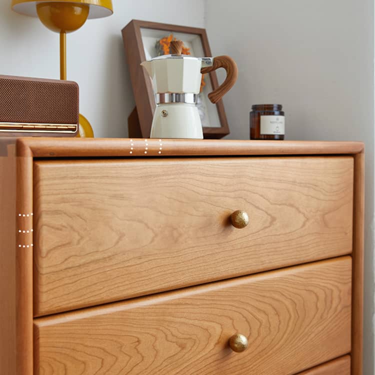 Elegant Brown Cherry & Black Walnut Cabinet with Copper Accents for Sophisticated Interiors hykmq-796