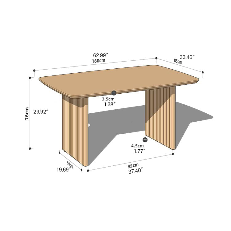 Rectangular Cherry Wood & Red Oak Wood Dining Table with Double Pedestals for 6 hykmq-798