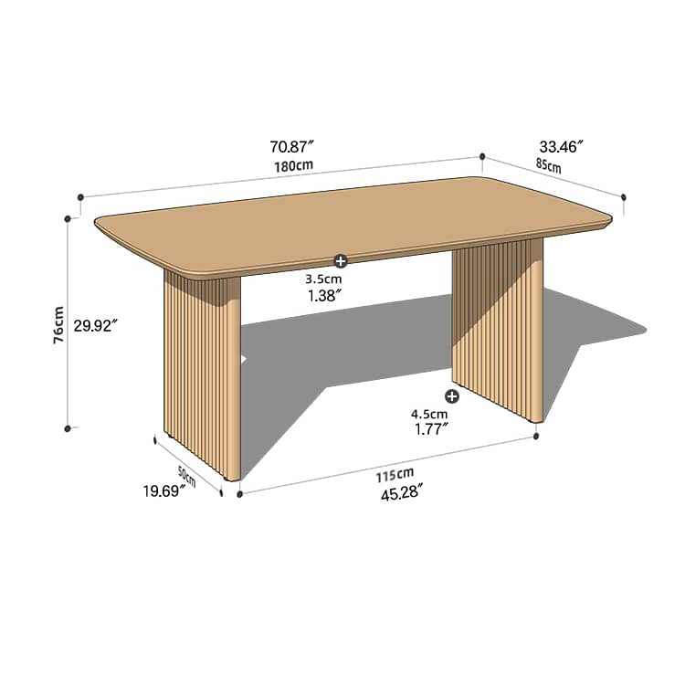 Rectangular Cherry Wood & Red Oak Wood Dining Table with Double Pedestals for 6 hykmq-798