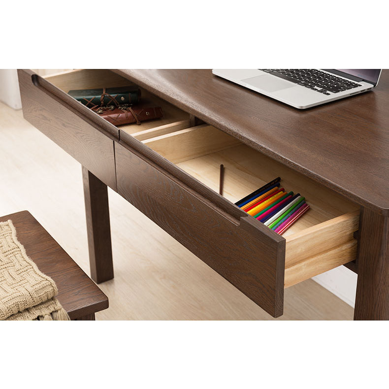 Rectangular Oak Wood Desk with Drawers for Storage Office Computer Desk hym-1530