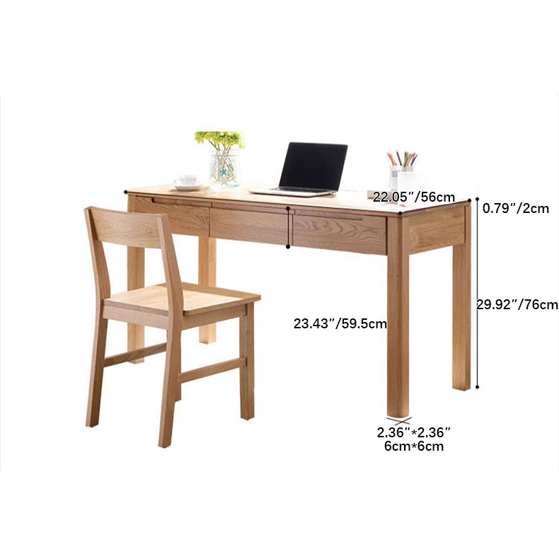 Rectangular Oak Wood Desk with Drawers for Storage Office Computer Desk hym-1530