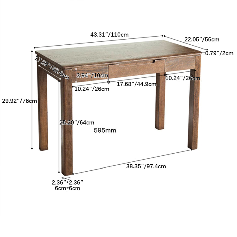 Rectangular Oak Wood Desk with Drawers for Storage Office Computer Desk hym-1530