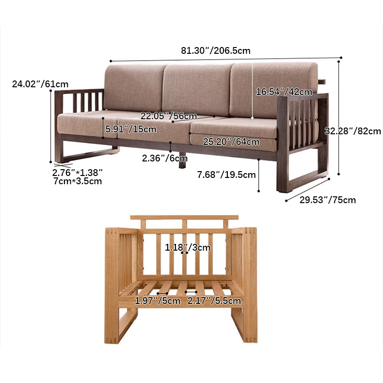 Multi-Color Oak Wood Sofa with Cushion Upholstery - Multi-Size Design for Living Room hym-1531