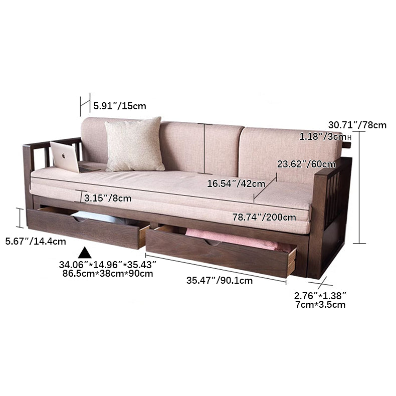 Multi-Color Oak Wood Sofa with Cushion Upholstery - Multi-Size Design for Living Room hym-1531