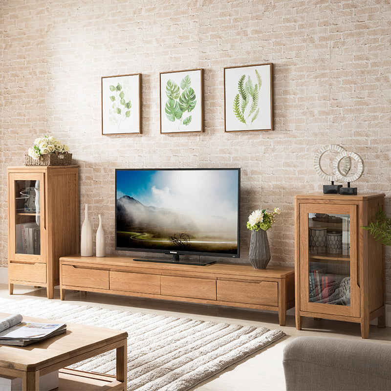 Stunning Brown Oak TV Cabinet - Natural Wood Finish for Elegant Living Rooms hym-1532