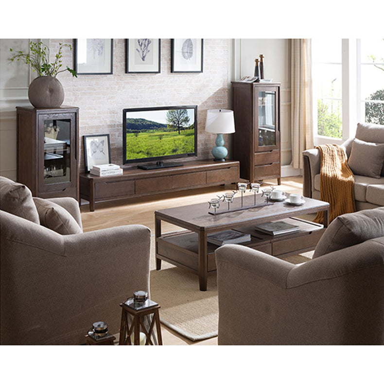 Stunning Brown Oak TV Cabinet - Natural Wood Finish for Elegant Living Rooms hym-1532