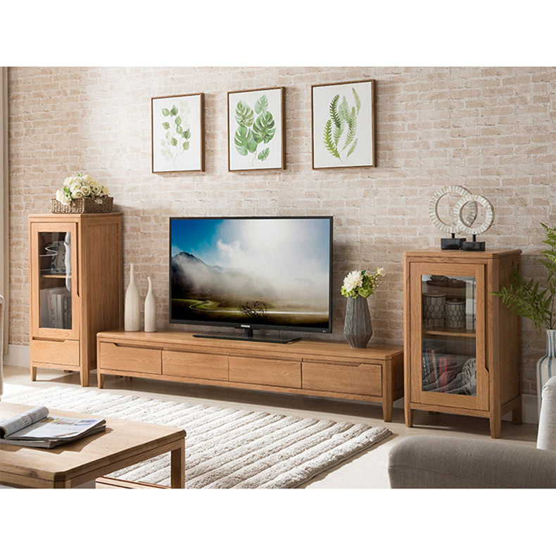 Stunning Brown Oak TV Cabinet - Natural Wood Finish for Elegant Living Rooms hym-1532