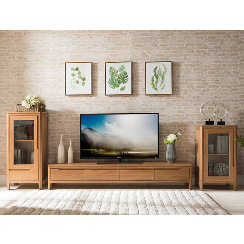 Stunning Brown Oak TV Cabinet - Natural Wood Finish for Elegant Living Rooms hym-1532