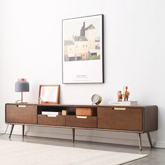 Elegant Brown Cherry Wood TV Cabinet - Timeless Design for Any Living Room hym-1533