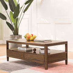 Minimalistic Rectangular Wooden Coffee Table with Storage - Modern for LIvingroom hym-1536