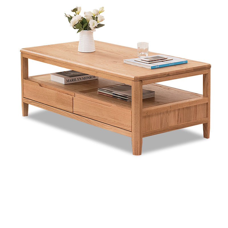 Minimalistic Rectangular Wooden Coffee Table with Storage - Modern for LIvingroom hym-1536