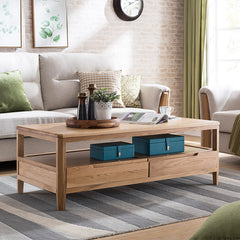 Minimalistic Rectangular Wooden Coffee Table with Storage - Modern for LIvingroom hym-1536