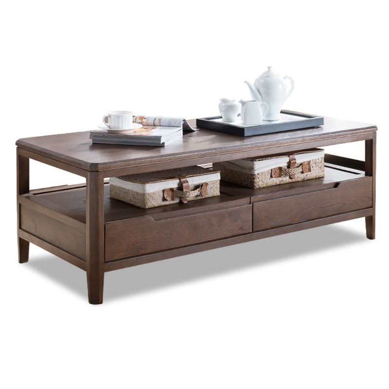 Minimalistic Rectangular Wooden Coffee Table with Storage - Modern for LIvingroom hym-1536