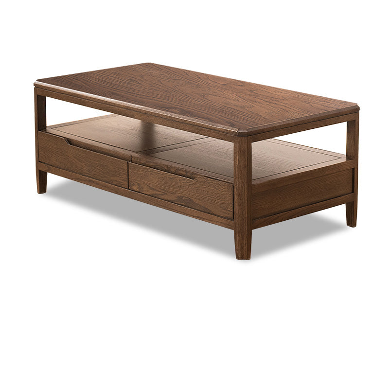 Minimalistic Rectangular Wooden Coffee Table with Storage - Modern for LIvingroom hym-1536