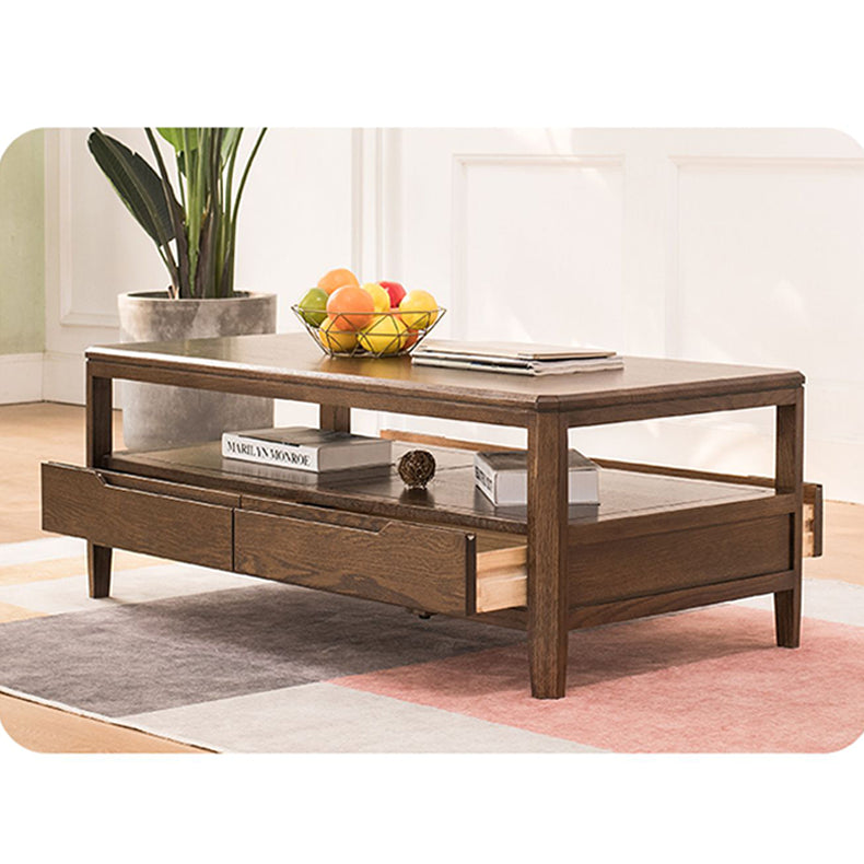 Minimalistic Rectangular Wooden Coffee Table with Storage - Modern for LIvingroom hym-1536