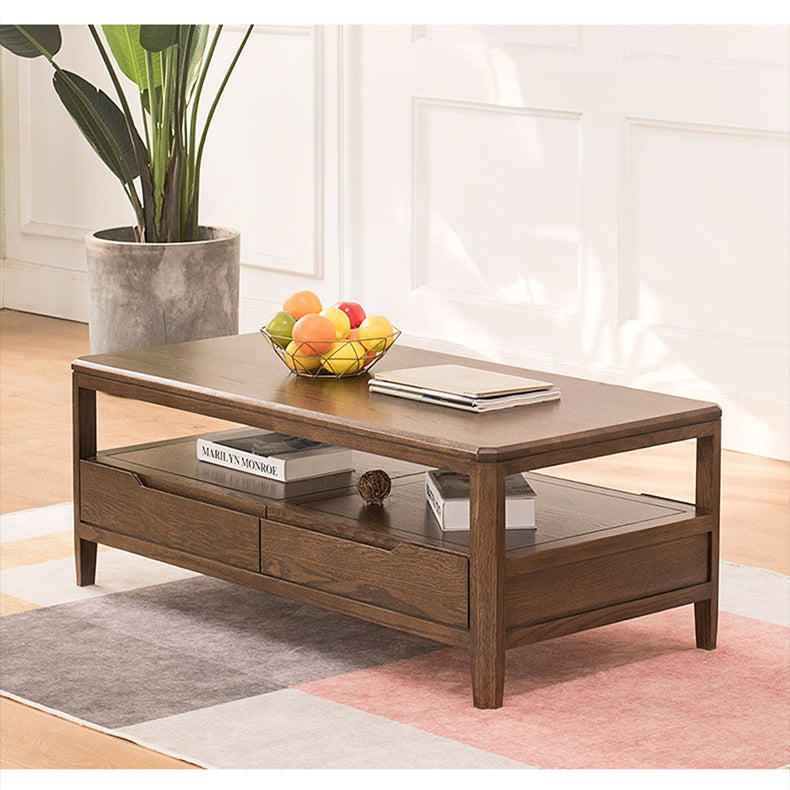 Minimalistic Rectangular Wooden Coffee Table with Storage - Modern for LIvingroom hym-1536