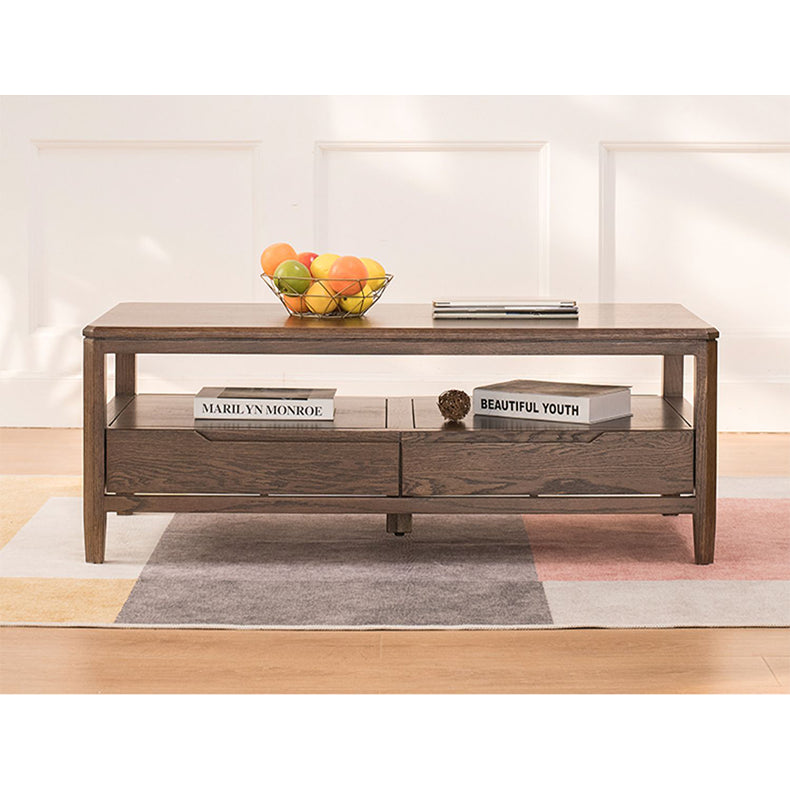 Minimalistic Rectangular Wooden Coffee Table with Storage - Modern for LIvingroom hym-1536