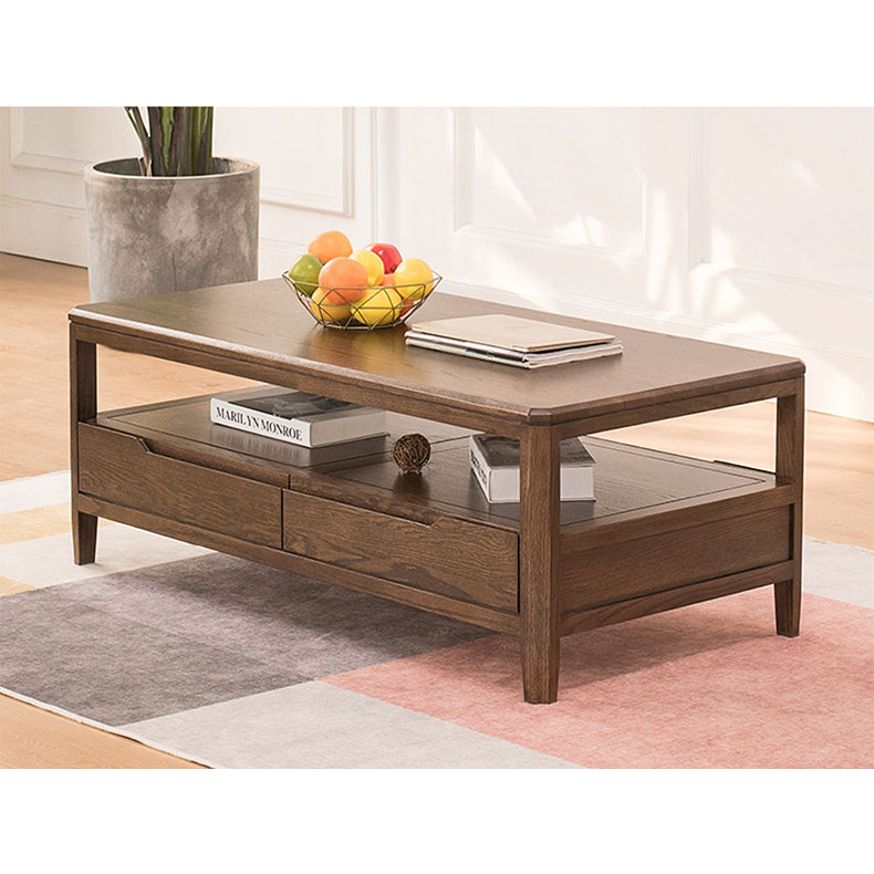 Minimalistic Rectangular Wooden Coffee Table with Storage - Modern for LIvingroom hym-1536