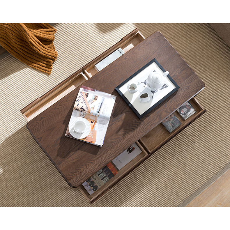 Minimalistic Rectangular Wooden Coffee Table with Storage - Modern for LIvingroom hym-1536