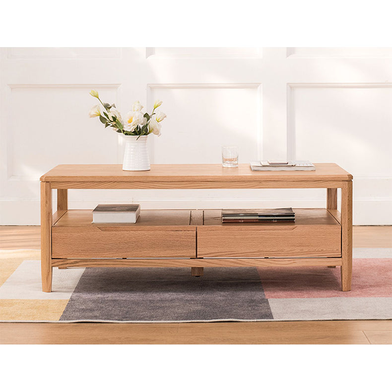 Minimalistic Rectangular Wooden Coffee Table with Storage - Modern for LIvingroom hym-1536