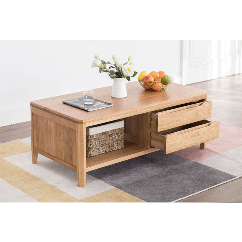 Minimalistic Rectangular Wooden Coffee Table with Storage - Modern for LIvingroom hym-1536