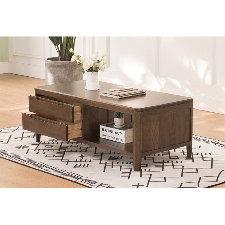 Minimalistic Rectangular Wooden Coffee Table with Storage - Modern for LIvingroom hym-1536