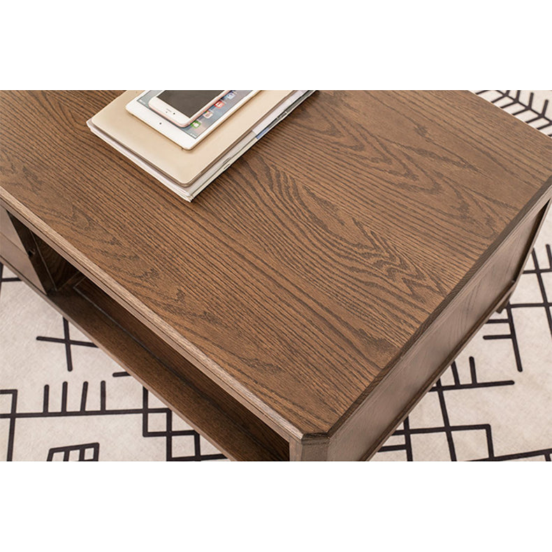 Minimalistic Rectangular Wooden Coffee Table with Storage - Modern for LIvingroom hym-1536