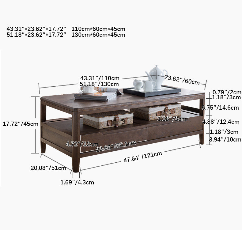 Minimalistic Rectangular Wooden Coffee Table with Storage - Modern for LIvingroom hym-1536