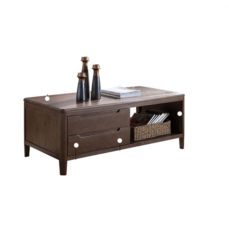 Minimalistic Rectangular Wooden Coffee Table with Storage - Modern for LIvingroom hym-1536