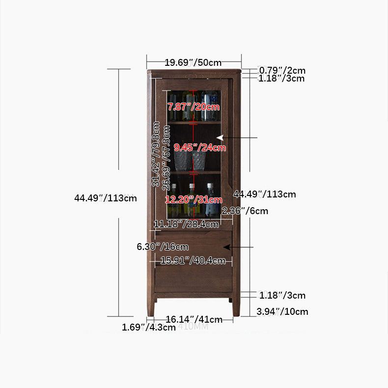 Stunning Natural Oak Wood Cabinet with Tempered Glass Doors - Elegant Brown Finish hym-1537