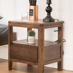 Stunning Natural Brown Oak Nightstand | Timeless Wooden Nightstand hym-1538