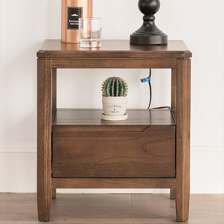 Stunning Natural Brown Oak Nightstand | Timeless Wooden Nightstand hym-1538