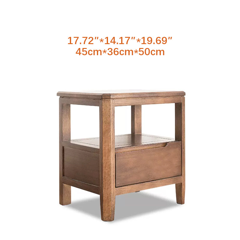 Stunning Natural Brown Oak Nightstand | Timeless Wooden Nightstand hym-1538