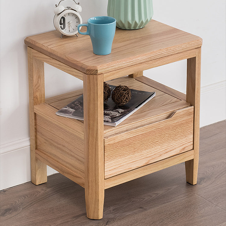 Stunning Natural Brown Oak Nightstand | Timeless Wooden Nightstand hym-1538