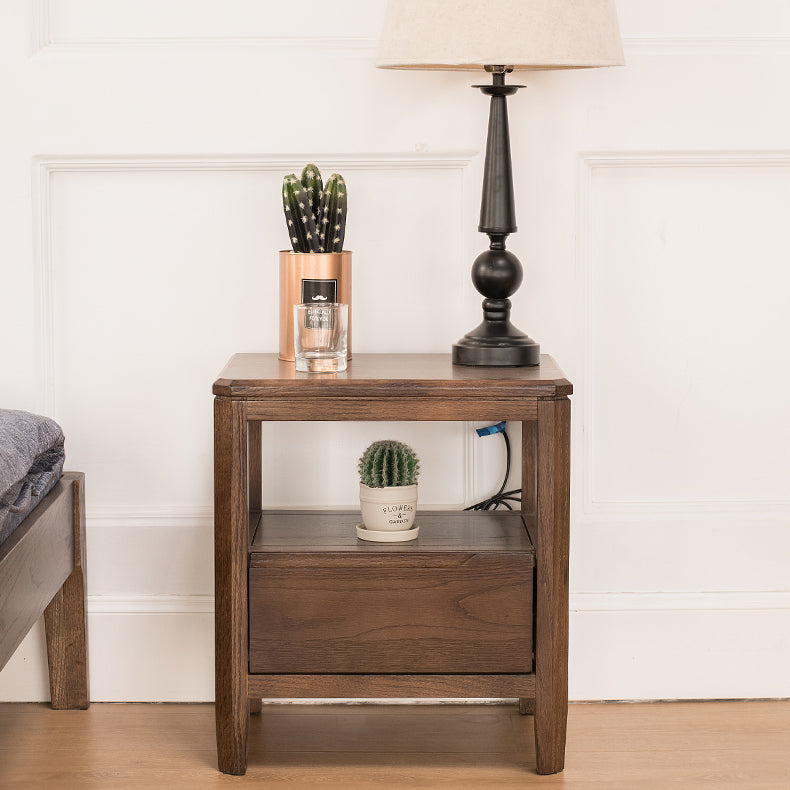 Stunning Natural Brown Oak Nightstand | Timeless Wooden Nightstand hym-1538