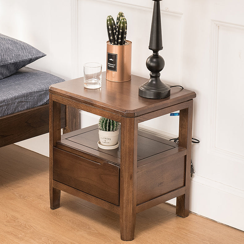 Stunning Natural Brown Oak Nightstand | Timeless Wooden Nightstand hym-1538