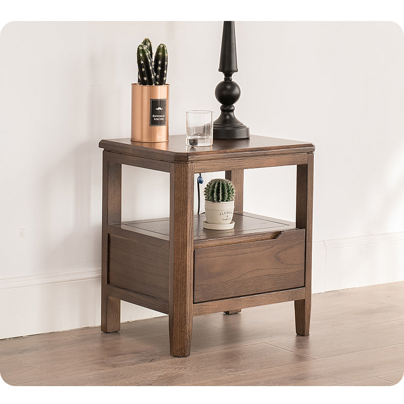 Stunning Natural Brown Oak Nightstand | Timeless Wooden Nightstand hym-1538