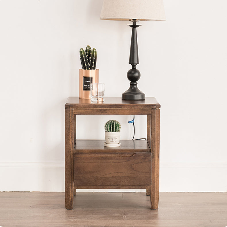 Stunning Natural Brown Oak Nightstand | Timeless Wooden Nightstand hym-1538