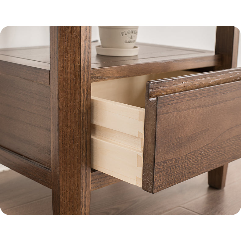 Stunning Natural Brown Oak Nightstand | Timeless Wooden Nightstand hym-1538