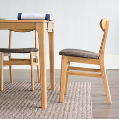 Modern Oak Wood Dining Chair with Cotton and Linen Cushion - Perfect for Diningroom hym-1541