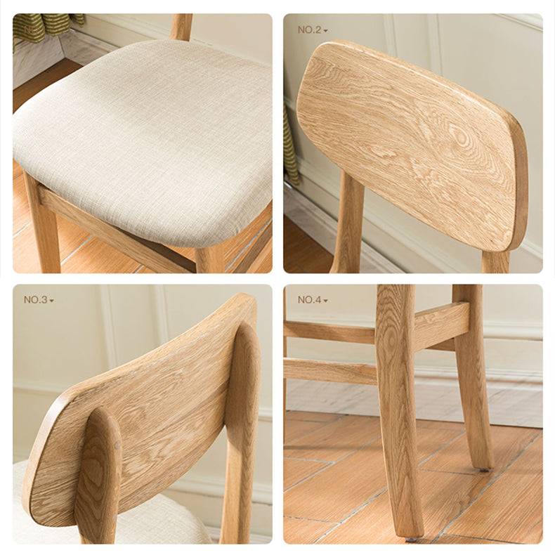 Modern Oak Wood Dining Chair with Cotton and Linen Cushion - Perfect for Diningroom hym-1541