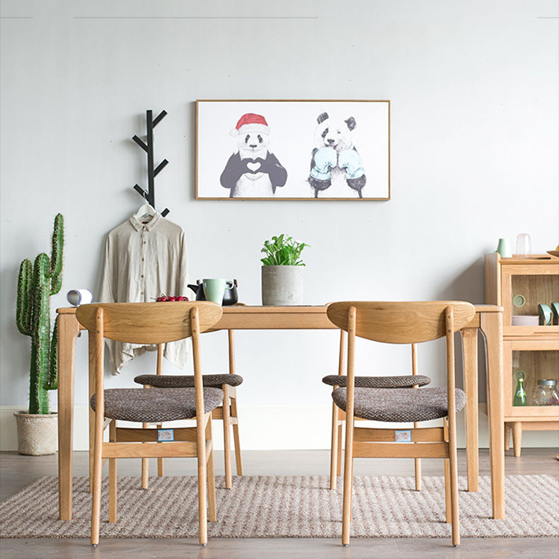 Modern Oak Wood Dining Chair with Cotton and Linen Cushion - Perfect for Diningroom hym-1541