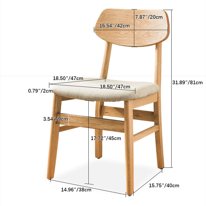 Modern Oak Wood Dining Chair with Cotton and Linen Cushion - Perfect for Diningroom hym-1541