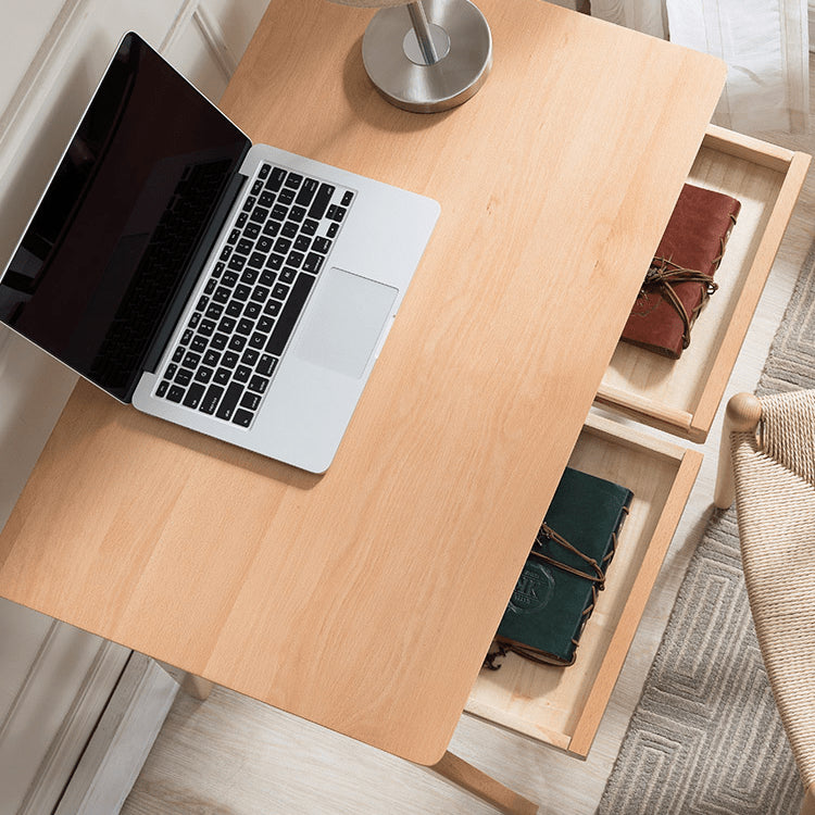 Beautiful Brown Beech and Tung Wood Natural Desk - Elegance in Every Detail hym-469