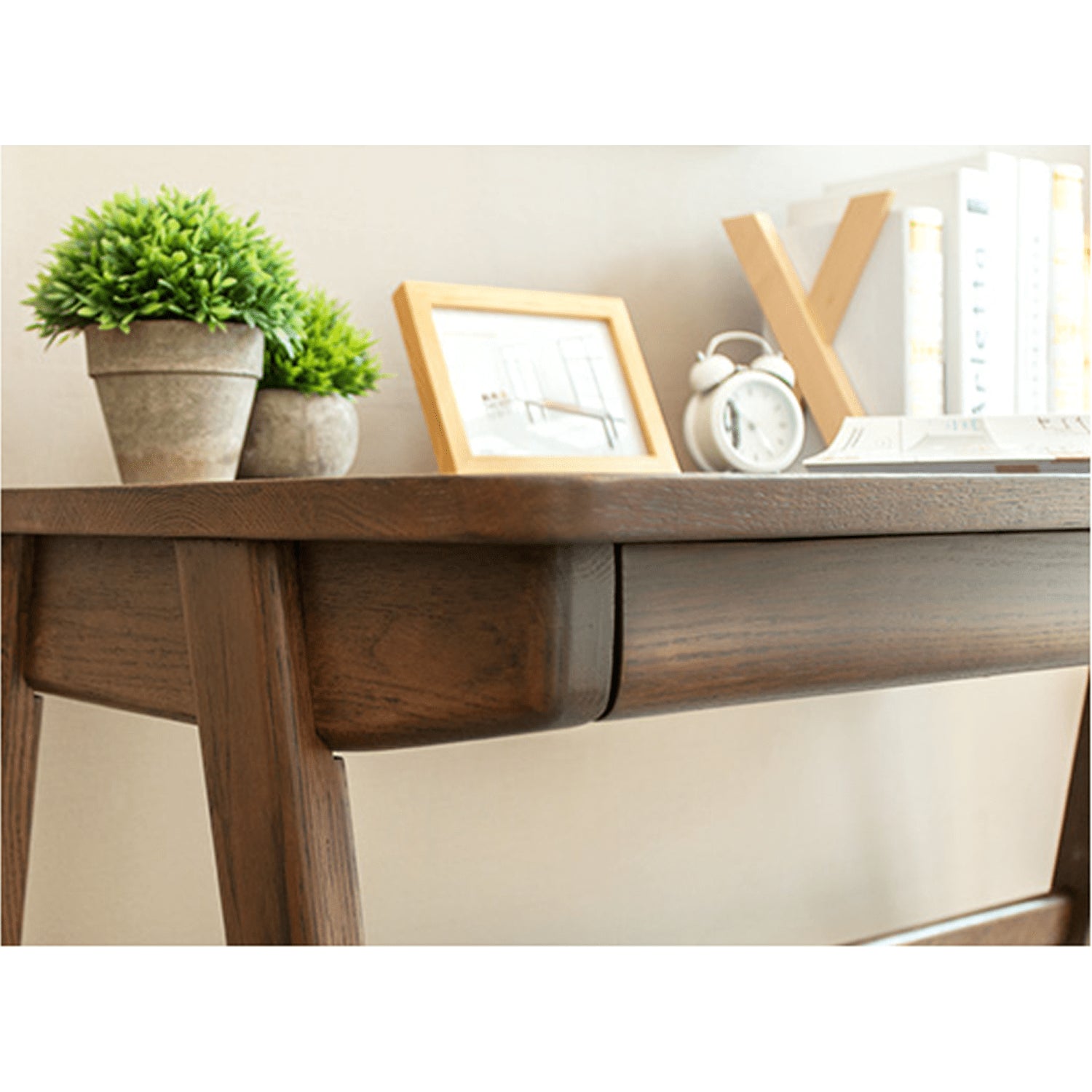 Beautiful Brown Beech and Tung Wood Natural Desk - Elegance in Every Detail hym-469