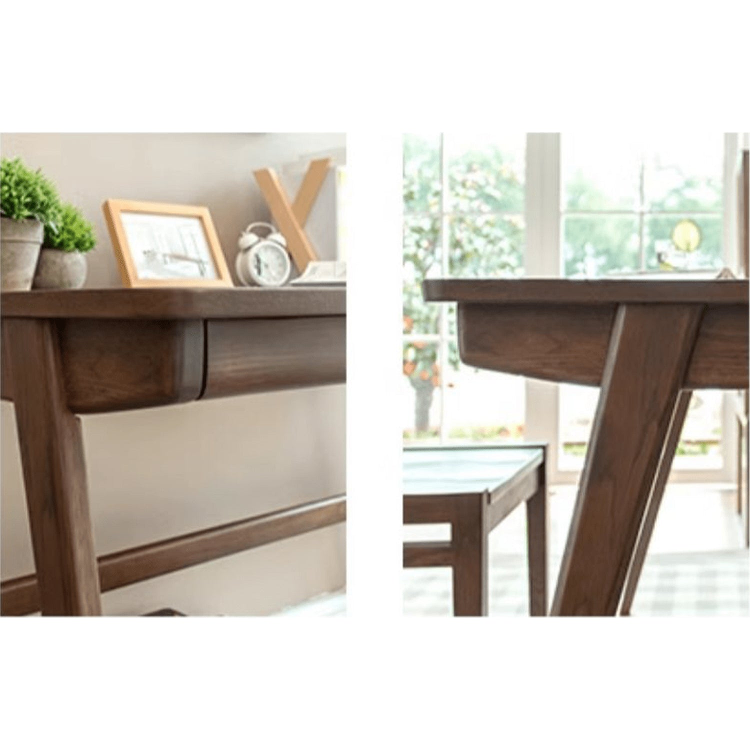 Beautiful Brown Beech and Tung Wood Natural Desk - Elegance in Every Detail hym-469